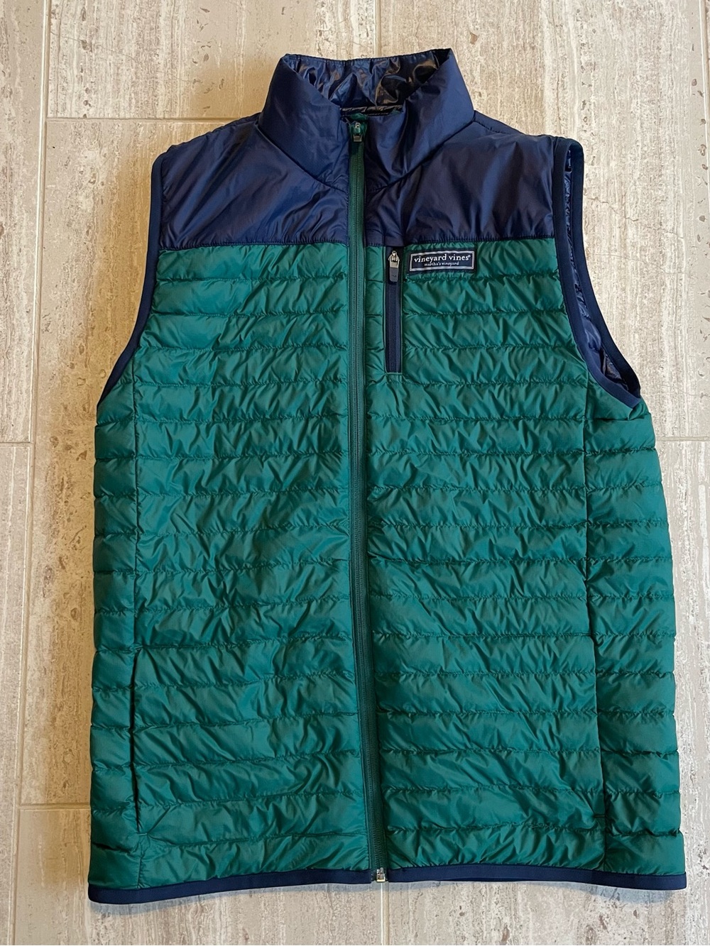 Vineyard Vines Primaloft Quilted Puffer Vest Mens XL Blue Green Full Zip